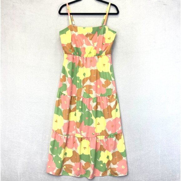 Social Standard SANCTUARY Smocked Midi Dress Large L Fiesta Pastel Floral EUC - Picture 5 of 15